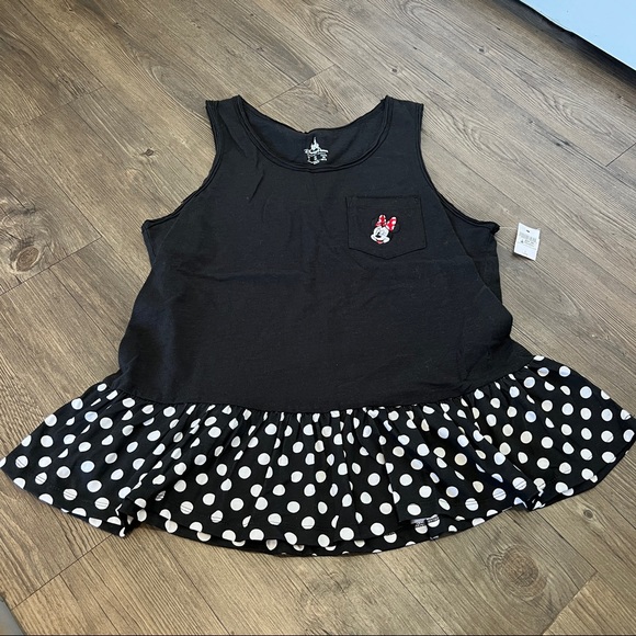 Disney Minnie Mouse Embroidered Peplum Polkadot Tank - Picture 1 of 4